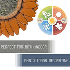 NAT & Jules Sunflower Shaped Dimensional Indoor Outdoor 12 inch Cast Resin Decorative Garden Stepping Stone, Patio, Walkway Sculpture Yard Art, Orange