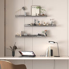 Giftgarden 36 Inch Grey Floating Shelves for Wall Mount, Gray Wood Wall Shelf Ledge for Bathroom Bedroom Living Room Kitchen Storage, Set of 3 Different Sizes