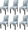 JQinHome Pattern Chair Covers for Dining Room Set of 6, High Stretch Removable Washable Parsons Chair Slipcover for Home Party Hotel Wedding Ceremony (Flower,6PCS)