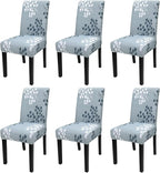 JQinHome Pattern Chair Covers for Dining Room Set of 6, High Stretch Removable Washable Parsons Chair Slipcover for Home Party Hotel Wedding Ceremony (Flower,6PCS)