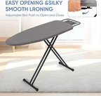 Full Size Ironing Board 47" X 15" with Heat Resistant Cover and Thicken Felt Pad, Safety Iron Rest, Anti-Skid Feet, Height Adjustable, Heavy Duty