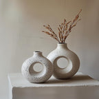 NOBULA Ceramic Bagel Vases C6 – Thoughtful for Mom – Elegant Set of 2 for Living Room, Bedroom or Table – Modern Home Decor She’ll Love – Perfect for Flowers & Plants