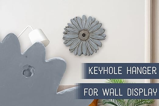 NAT & Jules Gerbera Daisy Flower Shaped Dimensional Indoor Outdoor 12 inch Cast Resin Decorative Garden Stepping Stone, Patio, Walkway Sculpture Yard Art, Stone Grey