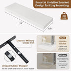fuqing Floating Shelves for Wall, Bathroom Shelf Wall Mounted for Storage, Shelves with Invisible Bracket for Bedroom, Kitchen, Living Room, Farmhouse Small Book Shelf, 24 Inch Set of 2, White