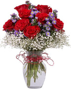 Floral Supply Online - 8" Clear Rose Vase and Flower Guide Booklet - Decorative Glass Flower Vase for Floral Arrangements, Weddings, Home Decor or Office.