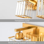 Modern 5-Light Gold Brushed Brass Finish Crystal Wall Light for Bathroom Vanity