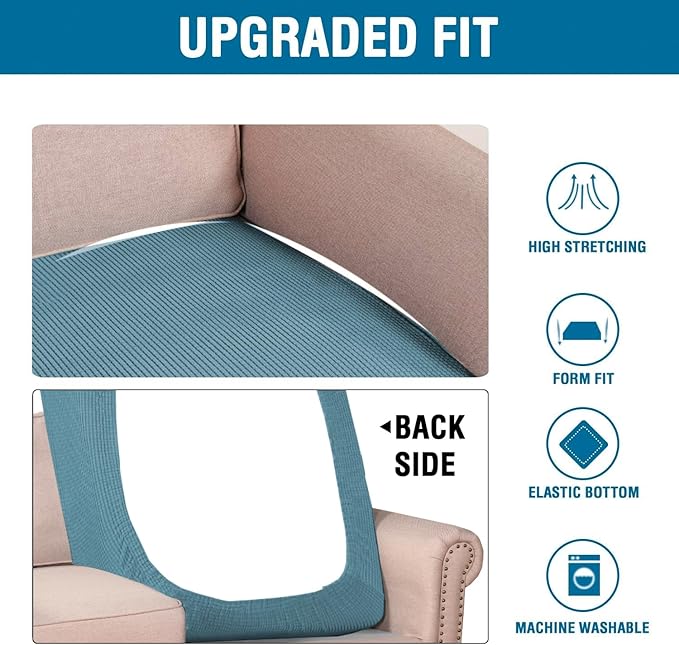 H.VERSAILTEX Super Stretch Individual Chaise Cover Sectional Couch Covers for L Shaped Sofa Both Left/Right Featuring Thick Jacquard Textured Twill Fabric (1 Piece Chaise Cover, Storm Blue)