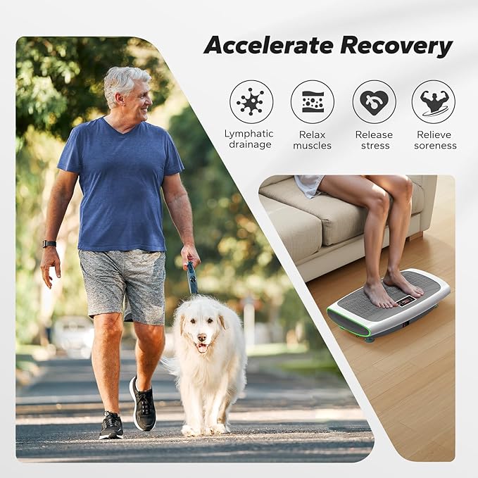 MERACH Vibration Plate Exercise Machine, 3D & 4D Vibration Plate with 2 Tension Ropes LED Display, Whole Body Vibration Platform for Women Men, Exercise Equipment for Home