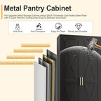 75" Tall Metal Kitchen Pantry Storage Cabinet, Freestanding Cupboard with 2 Doors and 5 Adjustable Shelves, Standing Storage for Kitchen, Bathroom, Garage, Dinning Room or Utility Room（Black）