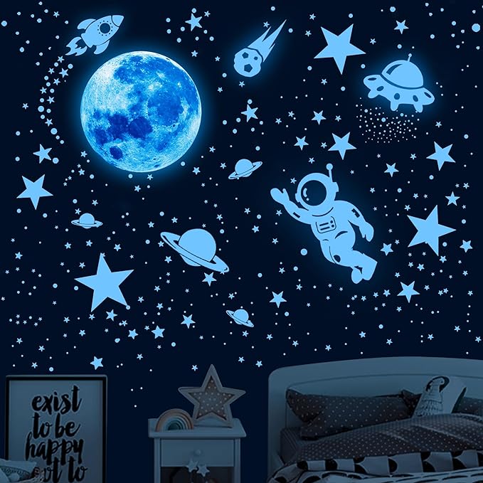 530Pcs Glowing Stars for Ceiling,Glow in The Dark Stars,Space Wall Decals Solar System Galaxy Planets Wall Stickers for Kids, Wall Decor for Girls Kids Bedroom Nursery Birthday Party Favor
