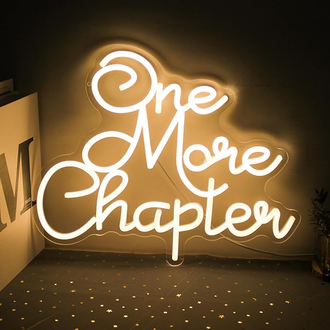 One More Chapter Neon Sign Read Books Neon Light Warm White Letter LED Signs for Wall Read Neon Lights Signs for Bedroom Study Reading Room Library Bookstore Classroom Decor Bookish Gifts