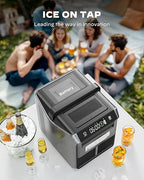 Silonn Battery-Powered Ice Maker with 4-Power, RV Ice Maker Countertop 12V/24V Car Charger 100-240V AC Solar-Ready, Portable Ice Machine 9 Cubes/6 Mins 22lbs/Day Auto-Clean for Camping RV Home Outdoor