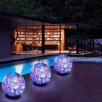 Solar Garden Lights Outdoor Waterproof, 6 Pack Cracked Glass Ball Light, Ground Landscape Garden Decor, Solar Globe Decorative for Pathway/Patio/Lawn/Yard (Multicolor, 3.9")
