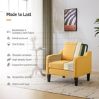 VINGLI Accent Chairs Set of 2 Living Room Chairs Yellow Reading Chair for Bedroom Scooped Arm Chair Mid Century Modern Accent Chairs Upholstered Comfy Chair for Apartment, Waiting Room
