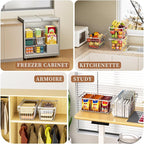 Freezer Organizer Bins ，Upgraded Bottom Leak-Proof net，4 Pack，Encryption and Hardening ，Deep Freezer Organizer Bins for 5 to 7 Cu.FT Small Chest Freezer， Easy Get Bottom Foods（white）