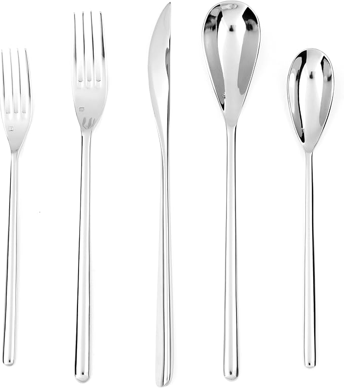 FORTESSA Dragonfly 18/10 Stainless Steel Flatware, 20 Piece Place Setting With Table Knives, Forks and Spoons (Service For 4), Dishwasher Safe, Polished