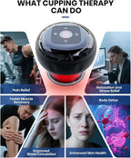 4 Pack 5-in-1 Electric Cupping Kit for Massage Therapy with Red Light Therapy - 24 Levels of Adjustable Suction & Heat, Portable Cupping Therapy Set for Back Pain Relief & Neck Muscle Soreness