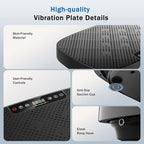 Vibration Plate Exercise Machine, Ultra-Quiet Vibration Plate for Lymphatic Drainage & Body Toning, Whole Body Vibration Platform with Bluetooth, Resistance Bands, Home Gyms Equipment