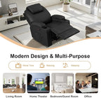 AHMED Power Recliner Chair with Vibration Massage & Heat for Adults, Faux Leather Home Theater Seating with Cup Holders/LED Lights/USB Ports/Side Pockets for Living Room, Black