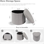 B FSOBEIIALEO Storage Ottoman Cube, Heart Shaped Ottomans with Storage Foot Stool Footrest for Lving Room, Boucle Ottoman Seat for Dorm Room,Faux Teddy Fur, Grey 15"x15"x15"