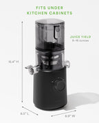 Nama J3 Compact Cold Press Juicer – Space Saving & Self Feeding for Hands-Free Operation – Lightweight, Portable Zero Waste Slow Masticating Juicer – Easy Cleanup & Assembly - Black