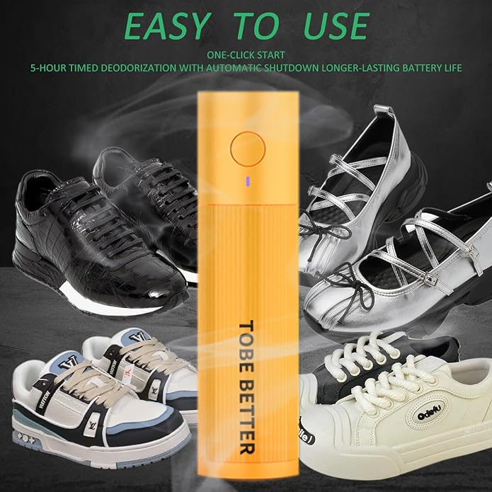 Shoe Deodorizer Rechargeable Ozone Tech Eliminates Odors in All Footwear, Auto Shut-Off Durable Dryer-Style Freshener