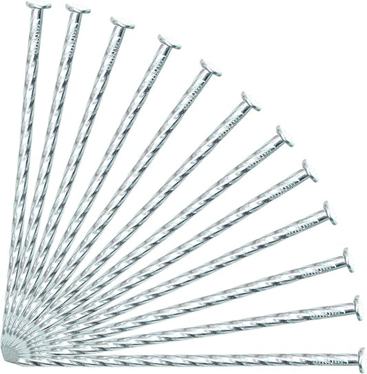 50/100/150 Pack 6" Solid Galvanized Non-Rust Metal Garden Stakes Spiral Landscape Edging Anchors for Paver Edging, Gardening, House Construction, etc (150)