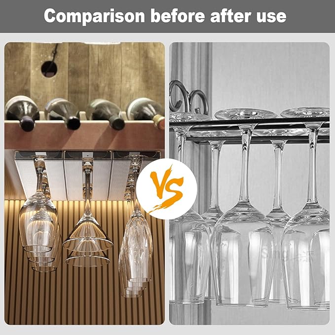 4 Pcs Wine Glass Holder Under Cabinet,Plastic Stemware Rack Punch-free Hanger Under Counter for Bar,Kitchen and Restaurant(Grey)