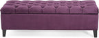Christopher Knight Home Gloust Velvet Storage Ottoman, Upholstered Rectangular Storage Bench, Living Room Seating, Tufted BottonFoot Rest Stool for Home Office, Entryway and Bedroom, Purple