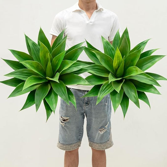 Artificial Agave Plants,Large UV Resistant Fake Agave Planters for Indoor and Outdoor Decorating Artificial Plants for Outdoors Plants(2Pack, 22")