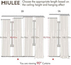 MIULEE 100% Blackout Curtains 90 Inch Long 2 Panels Set for Bedroom, Thick Faux Linen Black Out Curtain Room Darkening Back Tab Pleat Window Textured Drapes with Hooks for Living Room, Chambray Blue