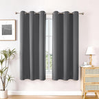 ChrisDowa Blackout Curtains 45 inches Long for Bedroom - 2 Panels Set Grommet Thermal Insulated Room Darkening Curtains for Living Room (Grey, 38 x 45 Inch)