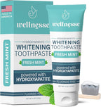 Wellnesse Whitening Hydroxyapatite Toothpaste with Xylitol, Natural Fluoride-Free Teeth Whitening Toothpaste for Adults, Strengthens Enamel, Supports Gum Health, Fresh Mint Flavor, 4 oz (Pack of 1)