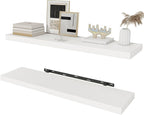 Fun Memories White Floating Shelves 36 Inch Long, Rustic Farmhouse Bathroom Shelves Over Toliet, 36 x 8 Inch Floating Shelves for Wall, Deep Wall Shelf for Living Room, Kitchen, Bedroom, Set of 2