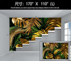 WFBHUA-Gold and Green Tropical Jungle Palm Leaf Wallpaper Mural Monstera Wall Mural for Living Room Bedroom (Not Peel and Stick)