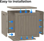 35 Gallon Resin Deck Box, Waterproof Outdoor Storage Bin for Patio, Poolside, and Garden, Lockable & UV-Resistant,Grey