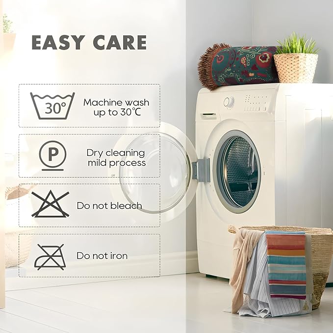 MSGKV Cotton Bed Blanket for Couch and Sofa Blankets for Living Room Bedroom Reversable Florals Throw 90"x98" Breathable Cozy Boho Blankets