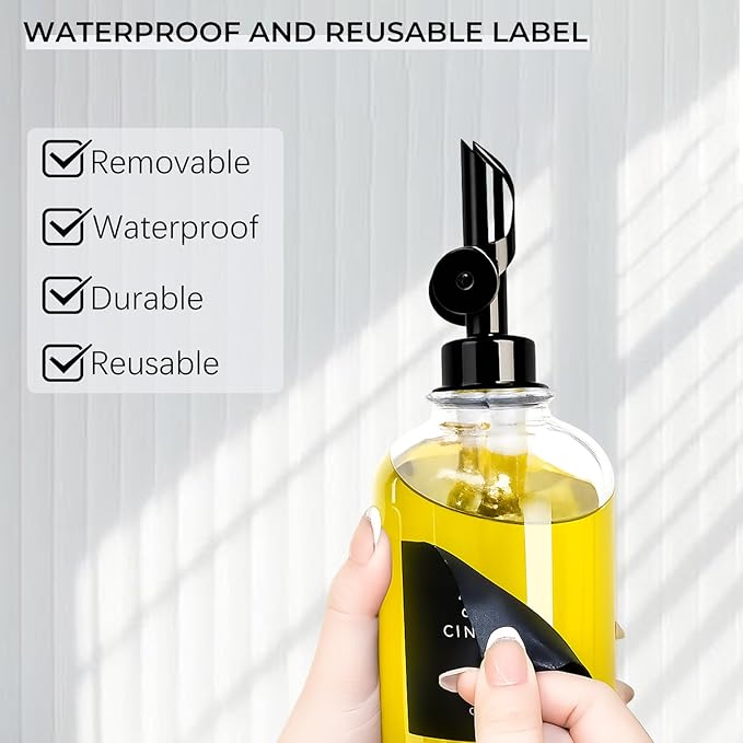 3PCS Olive Oil Dispenser Bottle For Kitchen, Soy Sauce Dispenser, Glass Oil and Vinegar Dispenser Set W. Wooden Tray & Labels & 3 Replacement Spouts, Coffee Syrup Dispenser