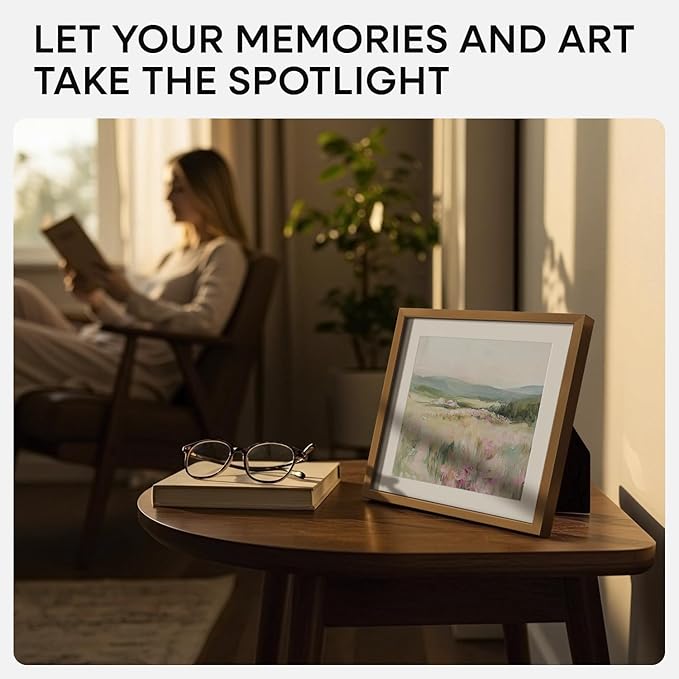 Homeforia 8x8 Picture Frames Bronze, High End Metal 8 x 8 Square Photo Frame with Mat 6 by 6, 8x8 Brass Frame Matted to 6x6 inch Print, 8by8 Wall or Tabletop Frames, Tempered Glass, Wall Kit, Set of 1