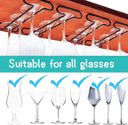Wine Glass Rack Under Cabinet Shelf Glasses Holder Storage with Drying Stemware Rack Under Counter Metal Hanger Hanging Rack for Kitchen Black