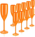 XUWAIDSGN Acrylic Champagne Flutes Toasting Glasses Unbreakable Mimosa Bar Reusable Wine Glasses Vintage Champagne Flutes Stemmed Drinking Cups 5.4 OZ for Christmas Birthday (10, Orange)