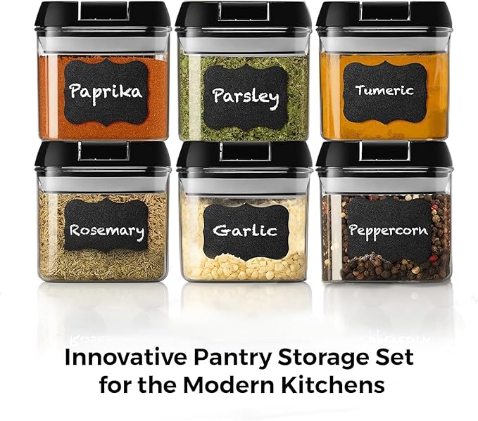 Shazo 6 PC Airtight Food Storage Containers - BPA Free Clear Plastic Snack & Spice Containers with Easy Lock Lids - Kitchen and Pantry Organization for Herbs, Coffee, Tea - 0.5L / 2.1 Cups