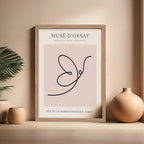 Poster Master Vintage Poster - Retro One Line Butterfly Drawing Print - Butterfly Line Art - Minimal Gift for Him, Her, Animal Lover - Abstract Decor for Home, Office, 16x20 Beige Framed