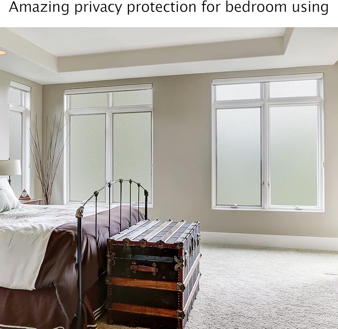 HIDBEA Frosted Window Privacy Film Heat Control UV Blocking, Static Cling Non-Adhesive Reusable Door coverings for Bathroom Home Office (Frosted 29.5 Inch x 9.8 Feet)