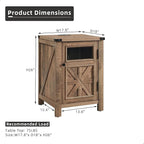 JXQTLINGMU Farmhouse End Table with Charging Station, 18'' Rustic Nightstand with Barn Door & Adjustable Shelf, Wooden Sofa Side Table with 3-Tier Storage for Living Room, Bedroom, Warm Brown