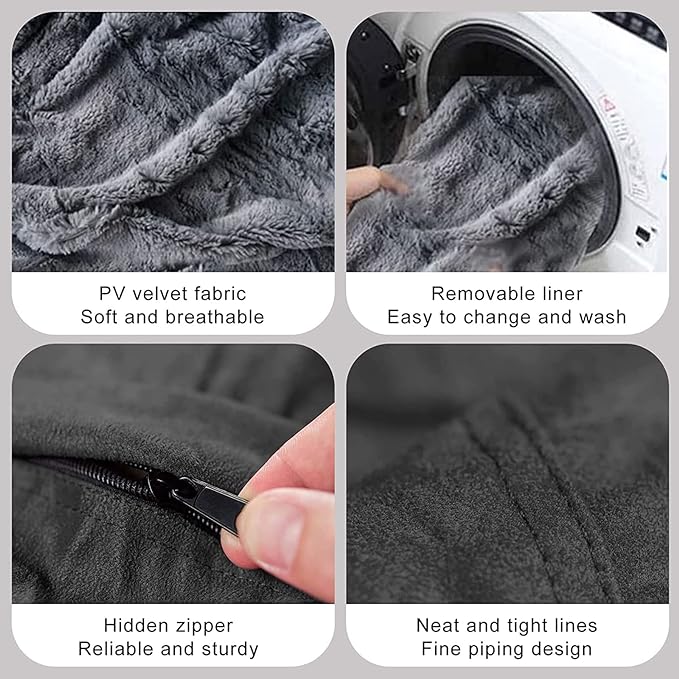 Big Huge Giant Bean Bag Chair for Adults, (No Filler) Bean Bag Chairs in Multiple Sizes and Colors Giant Foam-Filling Required- Machine Washable Covers, Double Stitched Seams (Dark Gray,5FT)