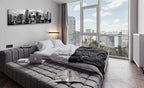 DJSYLIFE Miami Skyline Wall Art Decor Panoramic Cityscape Picture Modern USA City Night View Canvas Prints for Bedroom Office Living Room Decoration Stretched and Framed Ready to Hang 13.8"x47.3"