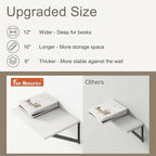 Fun Memories Floating Shelves Set of 2, 16" W x 12" D, White Ledges for Bedroom, Bathroom, 12" Deep Bookshelf Wall Mounted