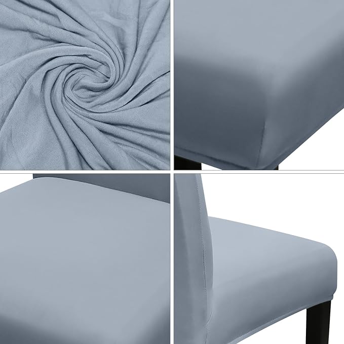 JQinHome Dining Room Chair Covers Set of 12, High Stretch Chair Slipcover Removable Washable Chair Seat Protector Cover for Home Party Hotel Wedding Ceremony (Light Grey)