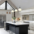 Pendant Light Fixtures Kitchen: Matte Black Farmhouse Island Light with Clear Glass - 6 Inch Mid Century Globe Kitchen Lighting Chandeliers Ceiling for Dining Room
